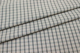 Пестрядь Мелкая клетка цв.кофейный/бежевый/изумрудный, ш.1.5м, хлопок-100%, 150гр/м.кв - Купава фото 2