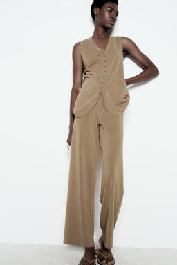 WIDE-LEG KNIT TROUSERS - Zara фото 3