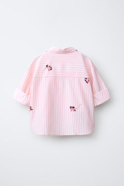 CAMISA Y TOP RAYAS FLORES LENTEJUELAS / Rosa pastel - Zara фото 3