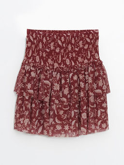 Beli Lastikli ?i?ekli K?z ?ocuk Etek