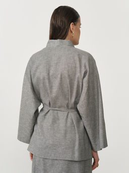 Жакет-кимоно льняной 42600 темно-серый
