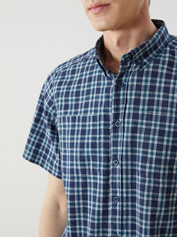 Regular Fit K?sa Kollu Ekose Erkek G?mlek