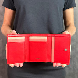 Итальянский женский кожаный кошелек DuDu серии Corsica | огненно-красный - Dudubags фото 9