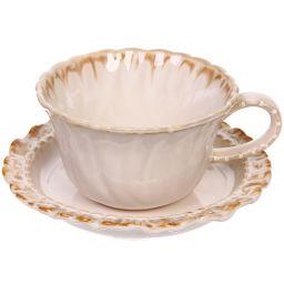 Чайная пара "Верона" (кружка 230мл, блюдце) бежевая
