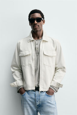 SOBRECAMISA DENIM CREMALLERA / Blanco - Zara фото 2