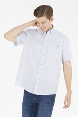 U. S. Polo Assn / Мужская синяя рубашка с коротким рукавом