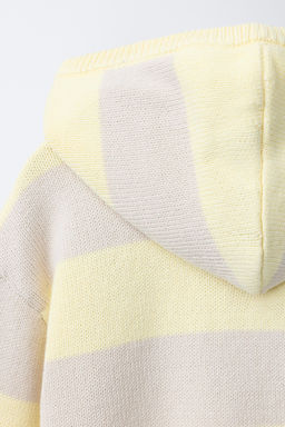 STRIPED HOODED KNIT CARDIGAN WITH BEAR EMBROIDERY - Zara фото 9