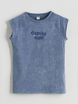 Bisiklet Yaka Bask?l? Erkek ?ocuk Atlet