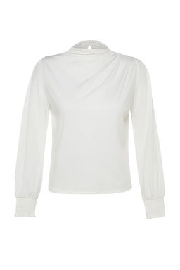 Siyah Dik Yaka Regular Fit Gipe Detayl? Esnek Orme Bluz TWOAW24BZ00022 - Trendyolmilla фото 6