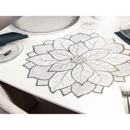 Цена за 12 шт. Салфетка сервировочная на стол Цветок, d=43 см, цвет серебряный - Simaland фото 9