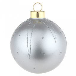 Елочная игрушка шар стеклянная д8см, серебро, ручная художественная роспись, подарочная упаковка (Россия) - Домашняя мода фото 2