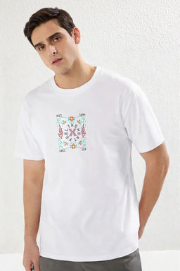 TRENDYOL MAN Siyah Oversize/Genis Kesim Bask?l? %100 Pamuk T-Shirt TMNSS25TS00067 - Trendyolmilla фото 7