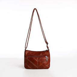 Сумка женская кросс-боди на молнии, 19×9×14 см, со стёжкой, коричневая