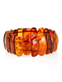 Браслет из натурального янтаря с искрами