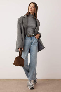 Ac?k Mavi Yuksek Bel Straight Jeans TWOSS25JE00106