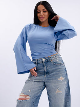 Лонгслив "Аида 3" голубой, кулирка с лайкрой