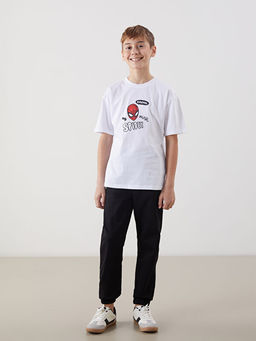 Bisiklet Yaka Spider-Man Bask?l? Erkek ?ocuk Ti??rt