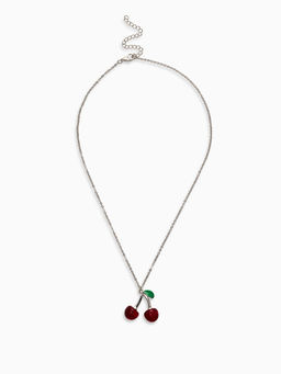 Цена за 2 шт. Кулон на цепочке "Черешня", цвет бордово-зелёный в серебре 40+удл