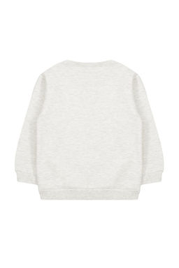 Gri Erkek Cocuk Bask?l? Bisiklet Yaka Pamuklu Orme Sweatshirt TKDAW25SW00014 - Trendyolmilla фото 2