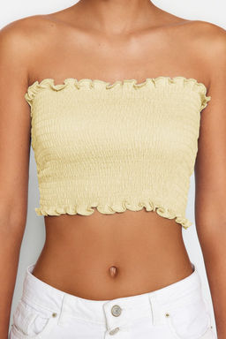 Ac?k Sar? Straplez Gipeli Fitted Esnek Orme Bluz TWOSS23BZ01011 - Trendyolmilla фото 6