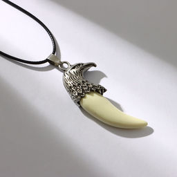 Кулон «Коготь орла», белый в серебре на чёрном шнурке, 45 см