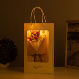 Фигурка светящаяся RISALUX «Букет. Медведь», LED-ночник, 3×AG10, 8×17×29 см