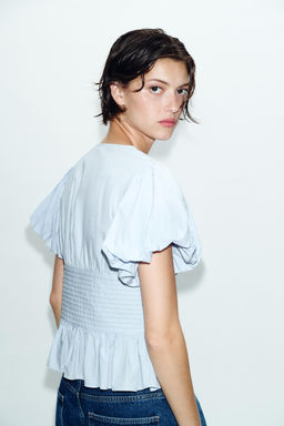 BLUSA JARETAS MANGA ABULLONADA / Celeste - Zara фото 5