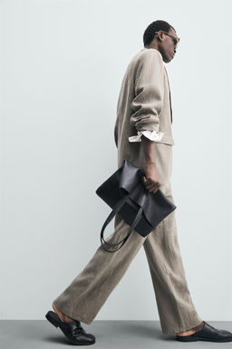 100% WASHED LINEN SUIT TROUSERS - Zara фото 6