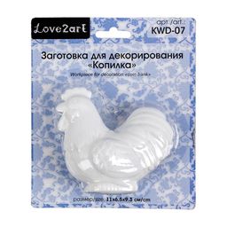 Love2art KWD-07 Заготовка для декорирования копилка пластик 11 х 6.5 х 9.3 см СК/Распродажа петух  фото 4