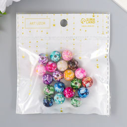 Бусины для творчества пластик Мраморные. Ассорти d=1,2 см набор 20 гр - Арт узор фото 4