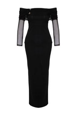 X Zeynep Tosun Siyah Orme Aksesuar ve Eldiven Detayl? Uzun Abiye & Mezuniyet Elbisesi TCLSS24AE00011 - Trendyolmilla фото 7