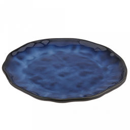 "Тихий океан" Тарелка мелкая керамическая д225мм, h25мм, асимметричная форма, синий (Китай)