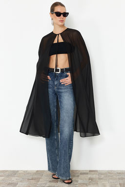 Siyah Dokuma Sifon Bluz TPRSS24BZ00035 - Trendyolmilla фото 2