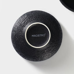 Салатники Magistro Lofty, 300 мл, d=12 см, набор 2 шт., фарфор, чёрные