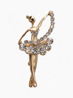 Брошь Балерина с лентой, цвет белый в золоте