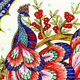 Ляган узбекский Риштанская Керамика «Жар птица», d=41 см, синий