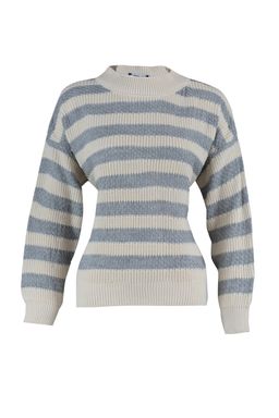 Ekru Genis Kal?p Cizgili Triko Kazak TWOAW23KZ00516 - Trendyolmilla фото 7