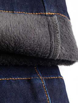 Джинсы-трубы из эластичного денима на флисе