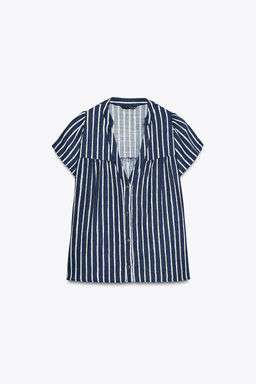 STRIPED LINEN BLEND SHIRT - Zara фото 8