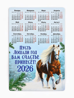 Цена за 3 шт. Календарь - магнит 2026 «Новый год счастье принесет»