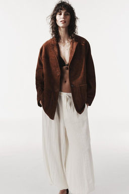 ZW COLLECTION LIMITED EDITION 100% SUEDE OVERSIZE BLAZER - Zara фото 6