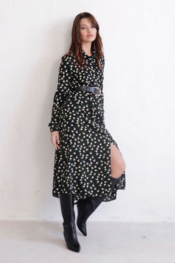 11128 Платье-рубашка удлинённое чёрное с принтом - Martichelli фото 9