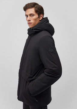 Kapusonlu Siyah Parka - Mavi фото 3