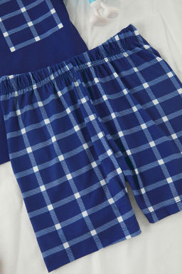 Lacivert Erkek Cocuk Ekoseli K?sa Kol Sortlu Orme Pijama Tak?m? TKDSS25PT00034 - Trendyolmilla фото 2