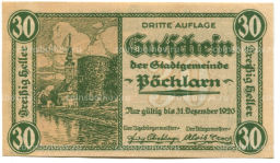30 геллеров 1920 года Австрия Пёхларн (нотгельд)