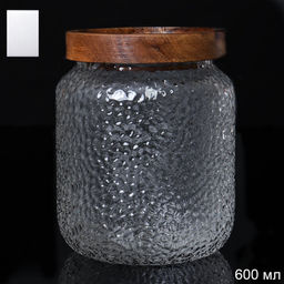 Банка для сыпучих деревянная крышка 600 мл диаметр 90 мм высота 11,5 см / LCSC7206 /уп 100/