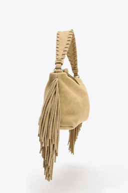 MINI SPLIT SUEDE FRINGED BAG - Zara фото 6