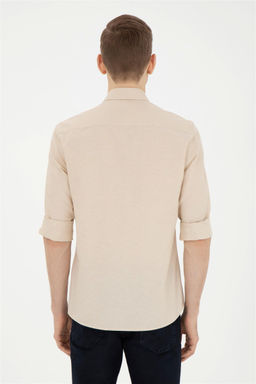 Мужская базовая рубашка светло-коричневого цвета с длинным рукавом - U.s. polo assn фото 5