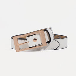 Ремень женский, ширина 2,3 см, винт, пряжка металл, цвет белый