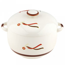 Супница фарфоровая Улов 2,1л, д18,5см, h11,5см, общая h16см, с крышкой, 2 ручки, с деколью, молочный, в коробке (Китай) - Домашняя мода фото 3